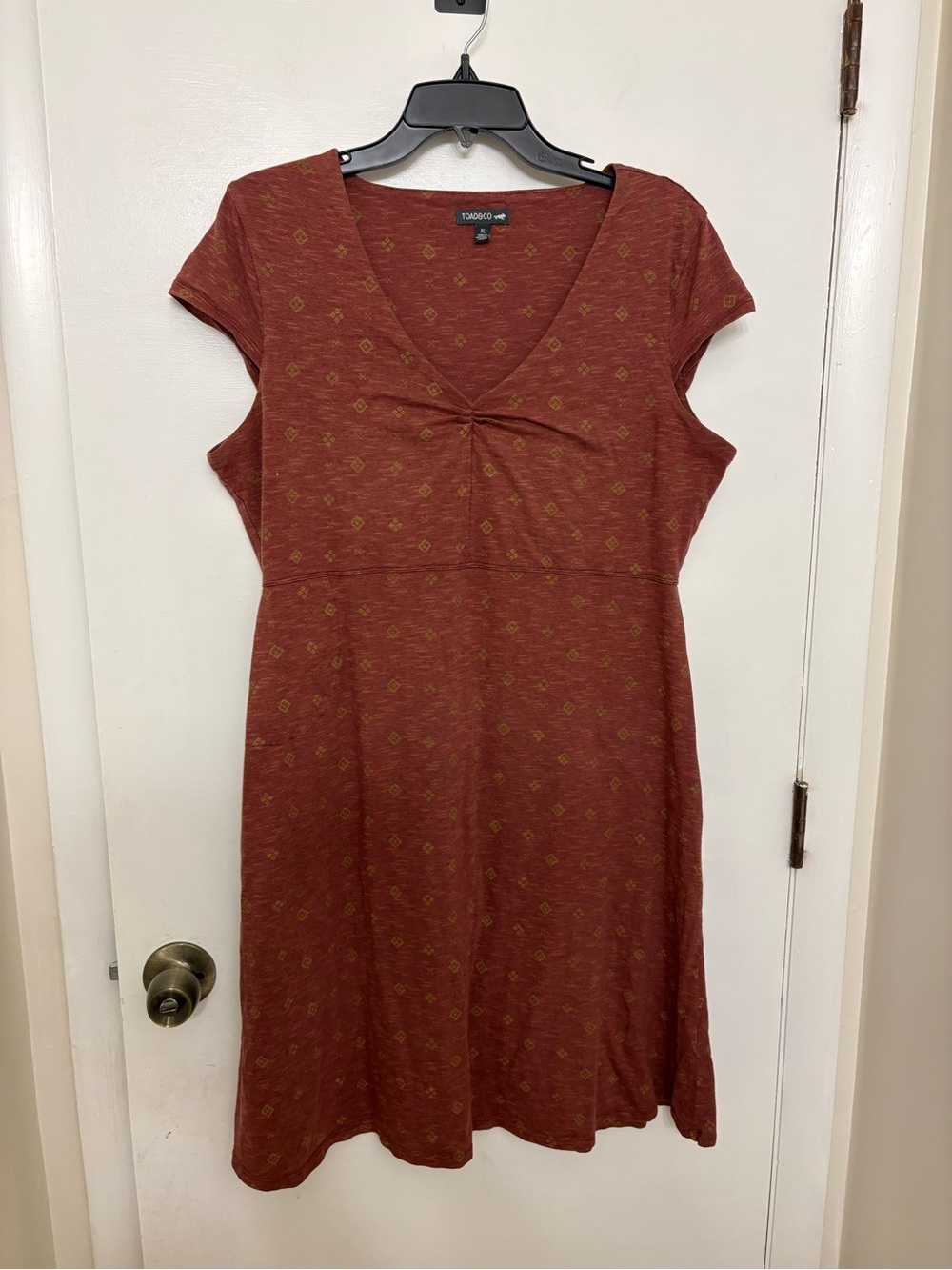 Toad&Co Rosemarie Dress Brown Geometric Print Cap Sleeve A-Line Extra Large XL